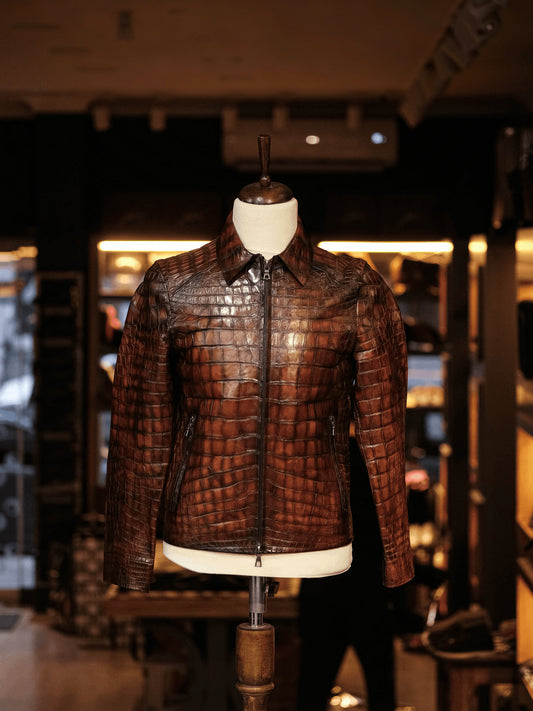 Vintage Luxurious Crocodile Leather Jacket