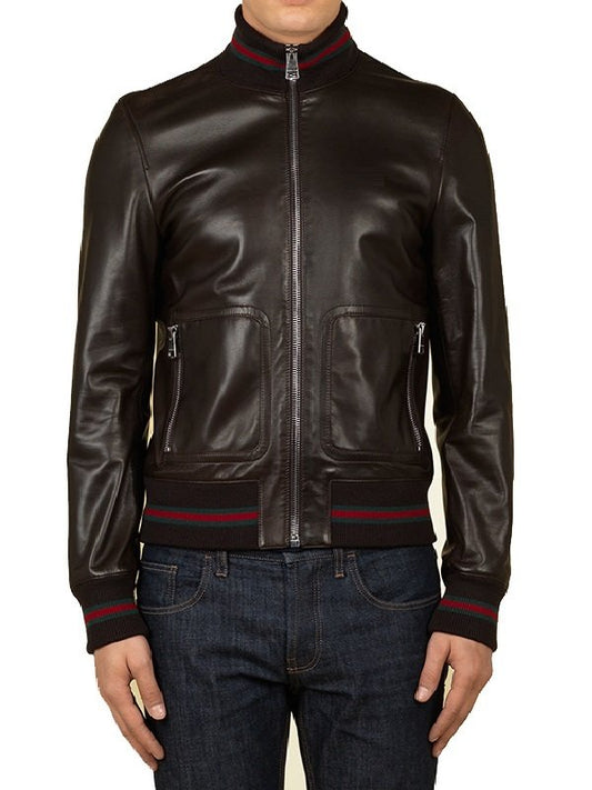 Luxurious Leather Bomber Jacket